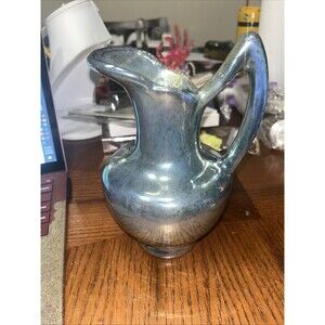 Rambervillers Ewer Pitcher Blue Flamed Stoneware Art Deco France 1950s Vintage